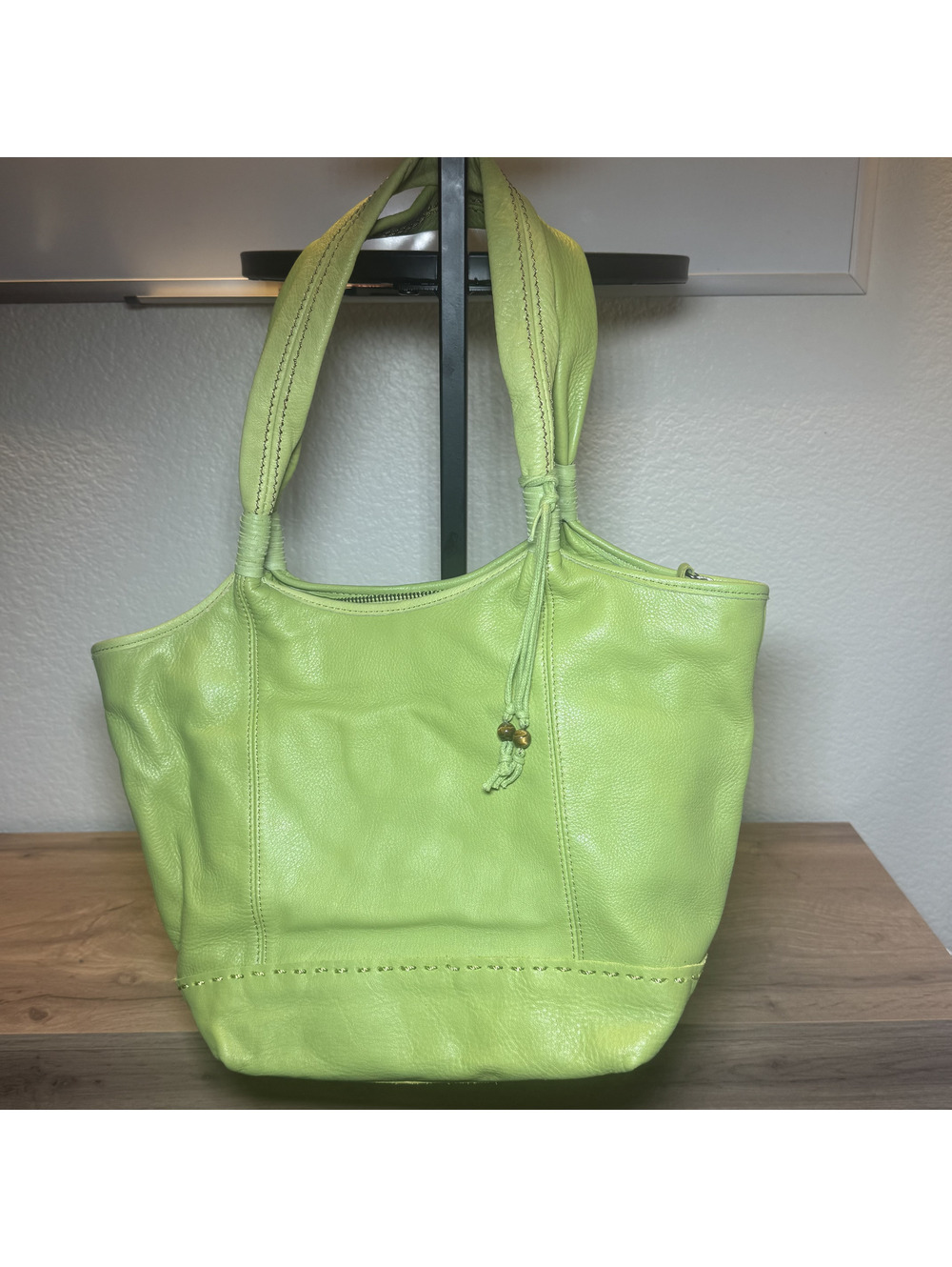 The Sak lime green leather tote handbag